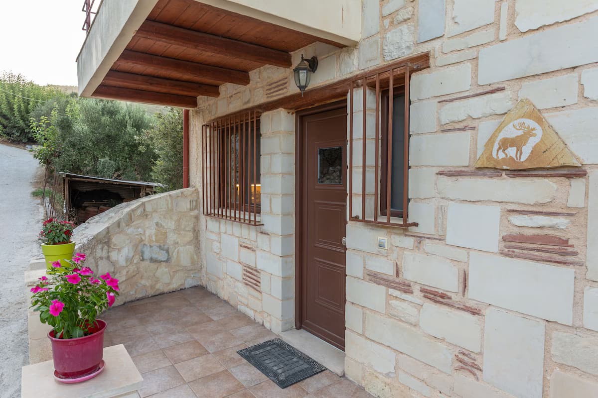 Main entrance with stone archway